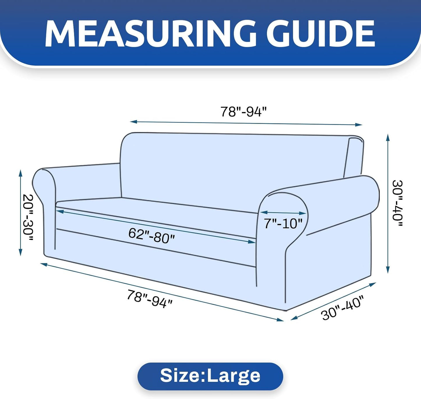 KEKUOU Stretch Sofa Cover Slipcover ，Couch Covers for 3 Cushion Couch Sofa pet Friendly (78"-94") Furniture Protector Sofa with Elastic Bottom for Kids,Dog, Jacquard Small Checked(Large,Black)