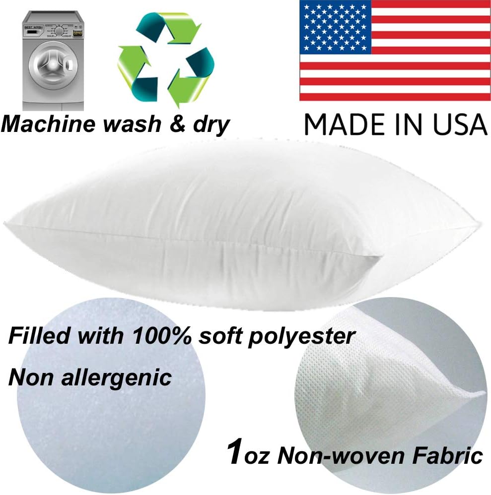 MSD 3 Pack Pillow Insert 26x26 Hypoallergenic Square Form Sham Stuffer Standard White Polyester Decorative Euro Throw Pillow Inserts for Sofa Bed - Made in USA (Set of 3) - Machine Washable and Dry