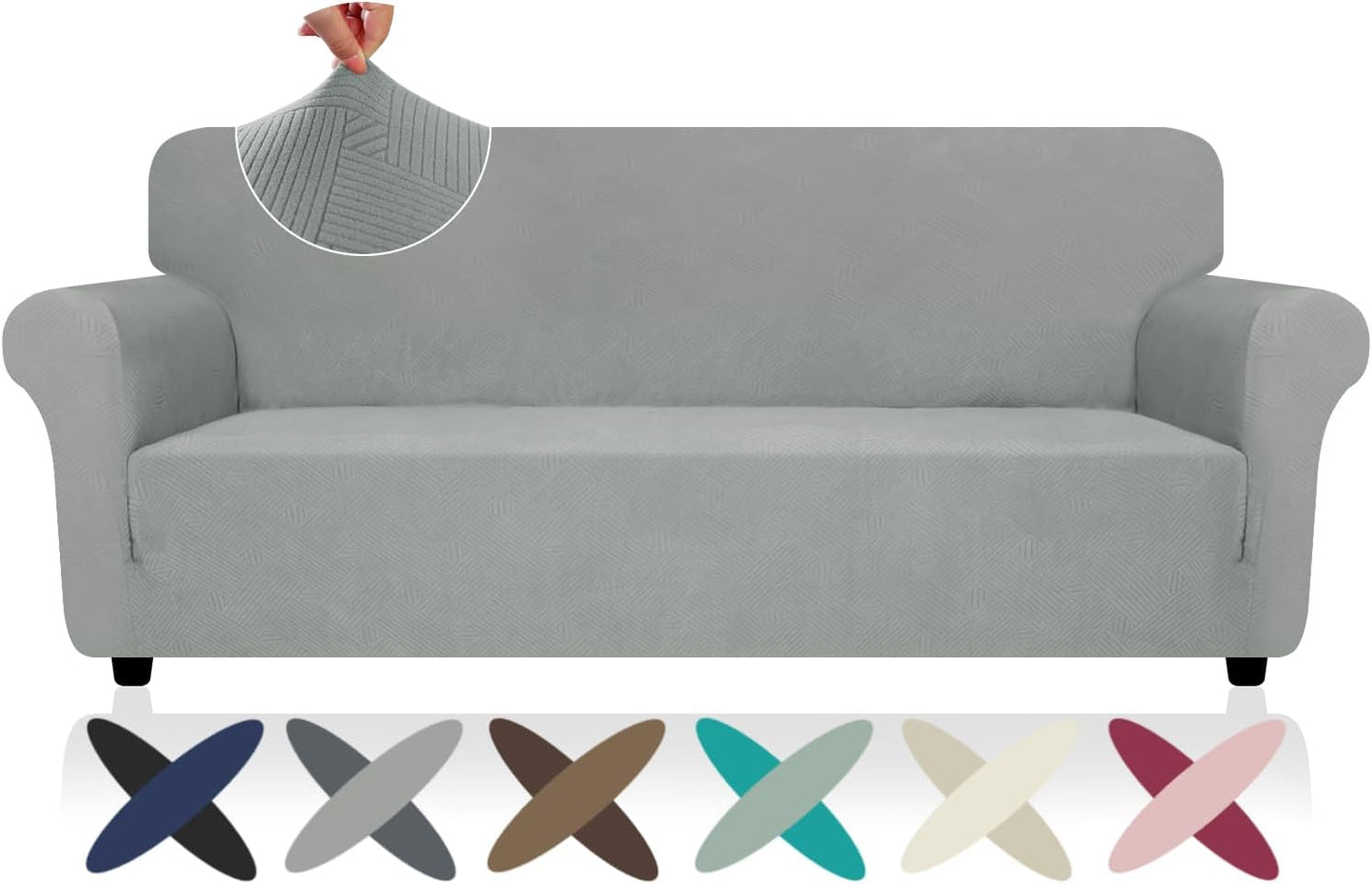 ZNSAYOTX Super Stretch Couch Cover (72"-92") Universal Sofa Covers with Elastic Bottom, Dog Cat Pets Friendly Washable Furniture Protector Fitted Sofa Slipcovers Stay in Place (Dark Grey, Sofa)