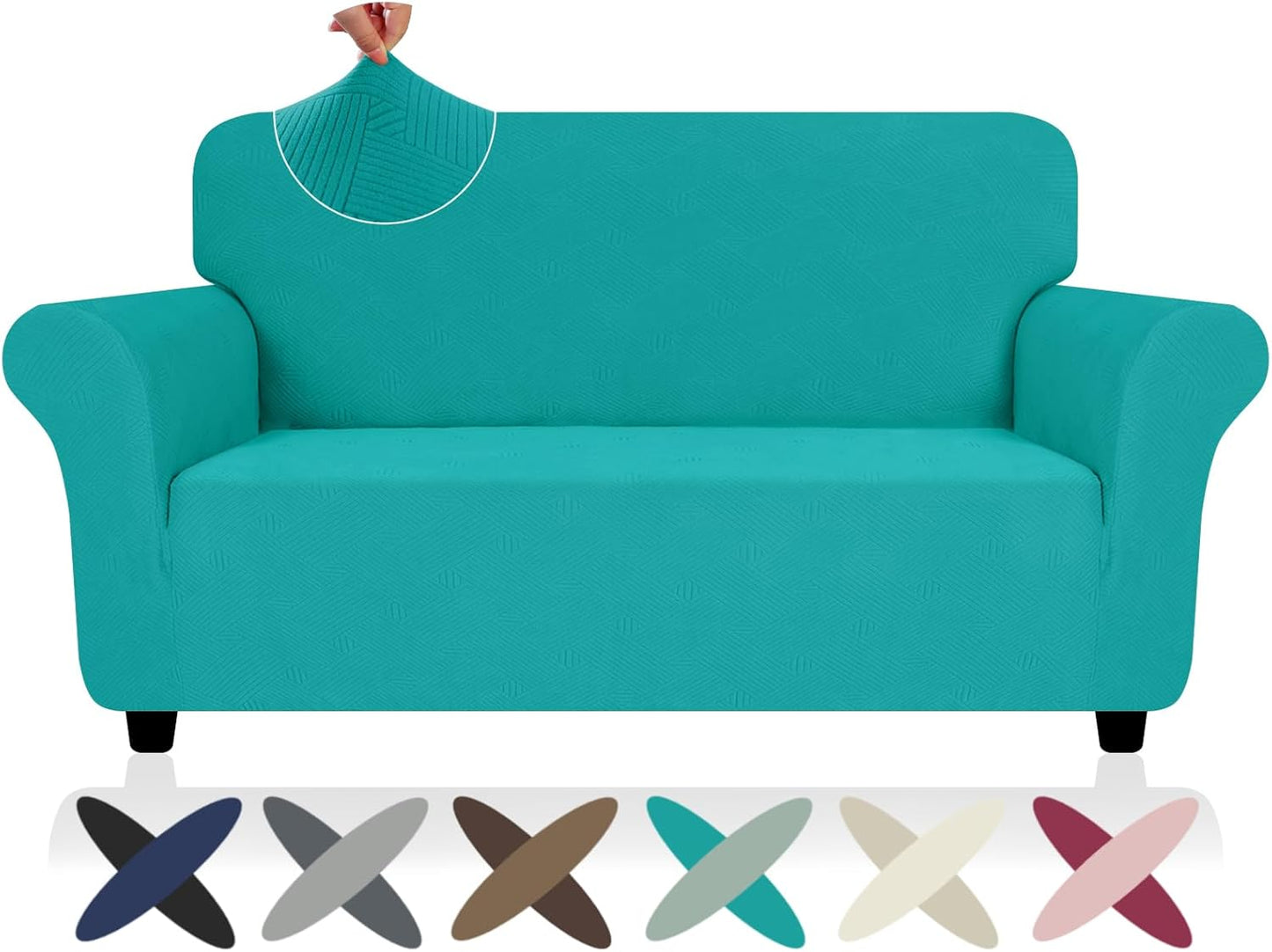 ZNSAYOTX Super Stretch Couch Cover (72"-92") Universal Sofa Covers with Elastic Bottom, Dog Cat Pets Friendly Washable Furniture Protector Fitted Sofa Slipcovers Stay in Place (Dark Grey, Sofa)