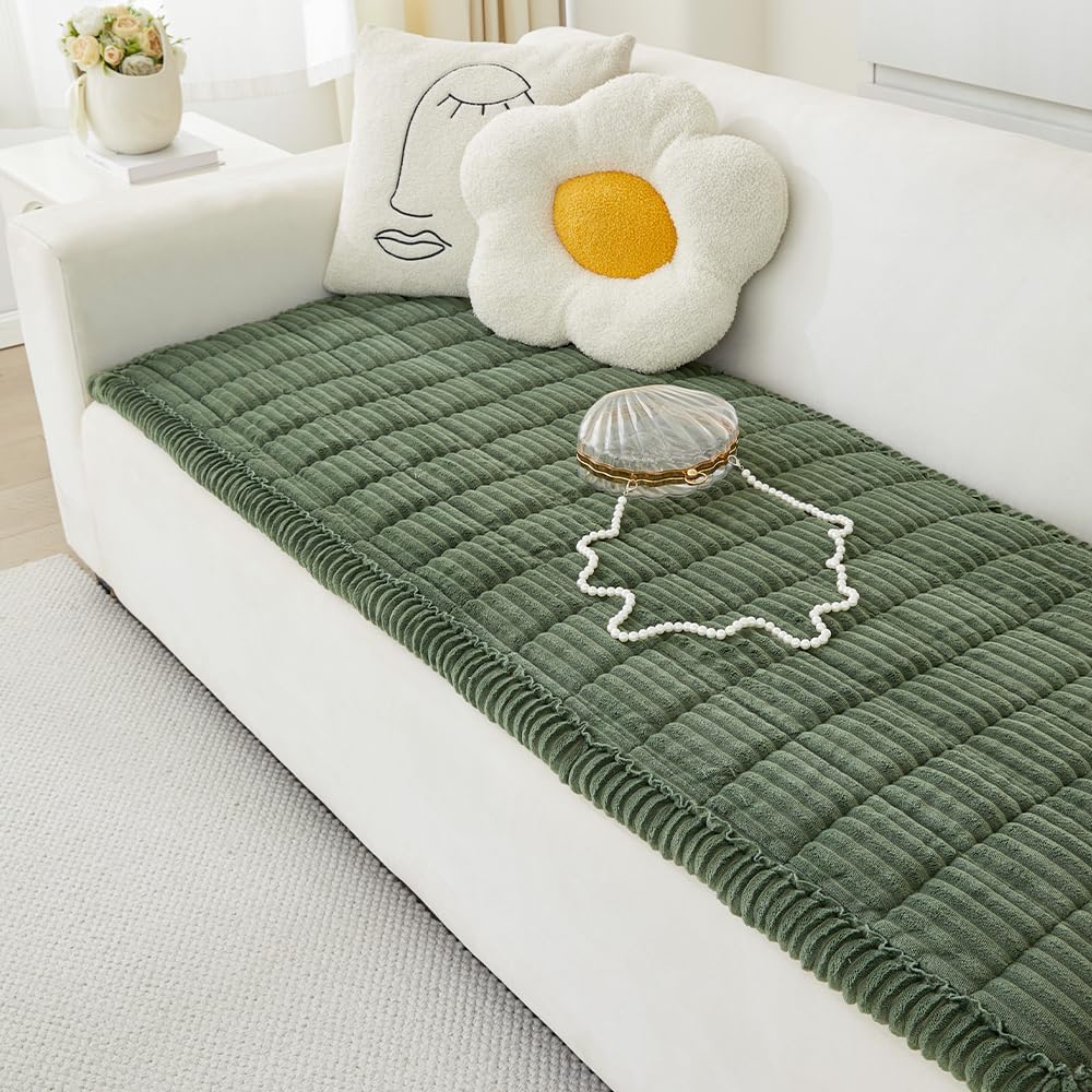 Couch Cover for Dogs Washable, Fuzzy Pet Couch Covers for 3 Cushion Sofa Pet Friendly, Non Slip Sofa Cover (White, 27.6" x 70.9"/70 x 180cm)