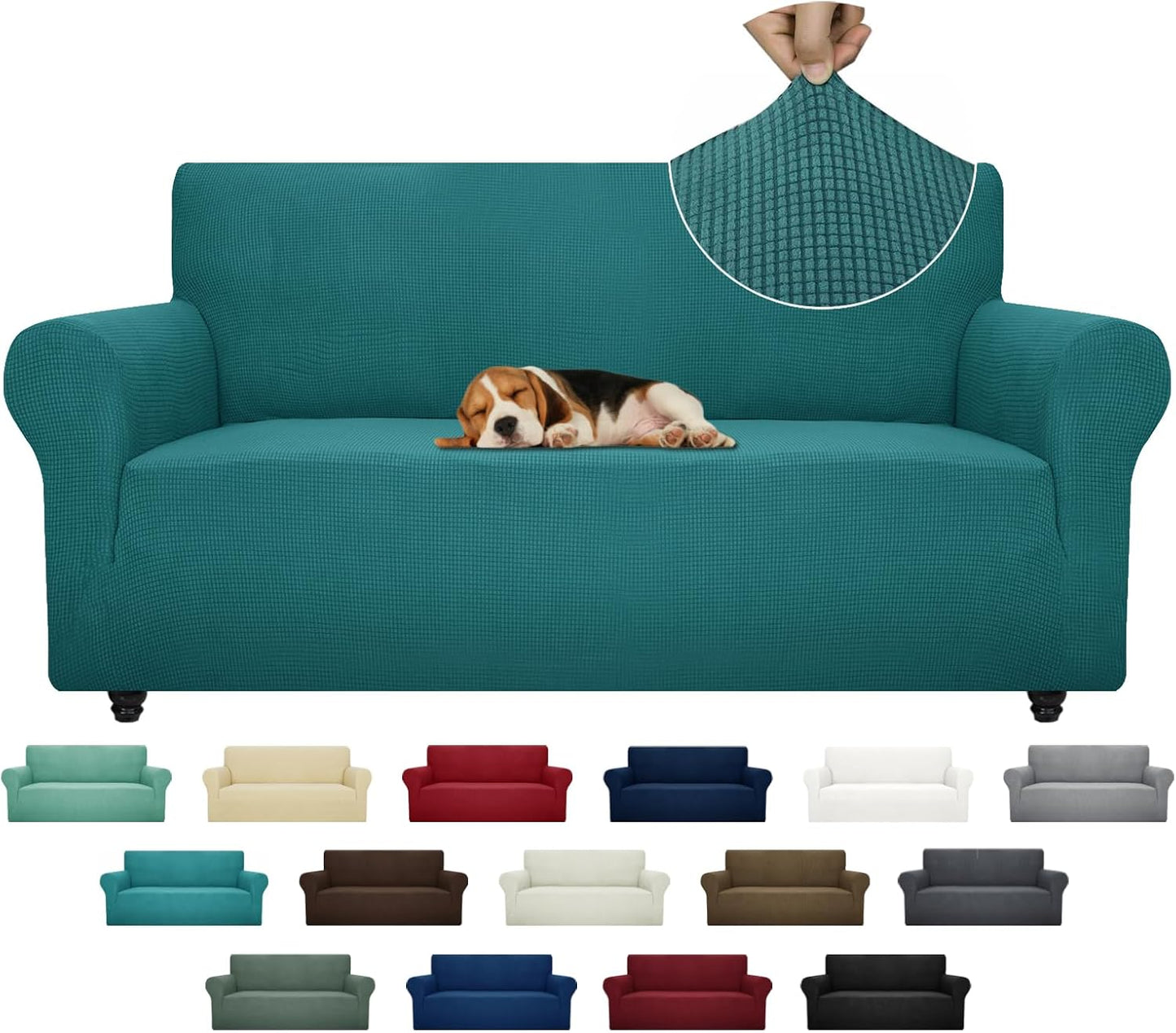 ZNSAYOTX Super Stretch Couch Cover (72"-92") Universal Sofa Covers with Elastic Bottom, Dog Cat Pets Friendly Washable Furniture Protector Fitted Sofa Slipcovers Stay in Place (Dark Grey, Sofa)