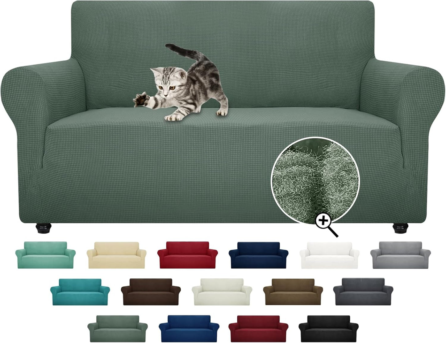 ZNSAYOTX Super Stretch Couch Cover (72"-92") Universal Sofa Covers with Elastic Bottom, Dog Cat Pets Friendly Washable Furniture Protector Fitted Sofa Slipcovers Stay in Place (Dark Grey, Sofa)