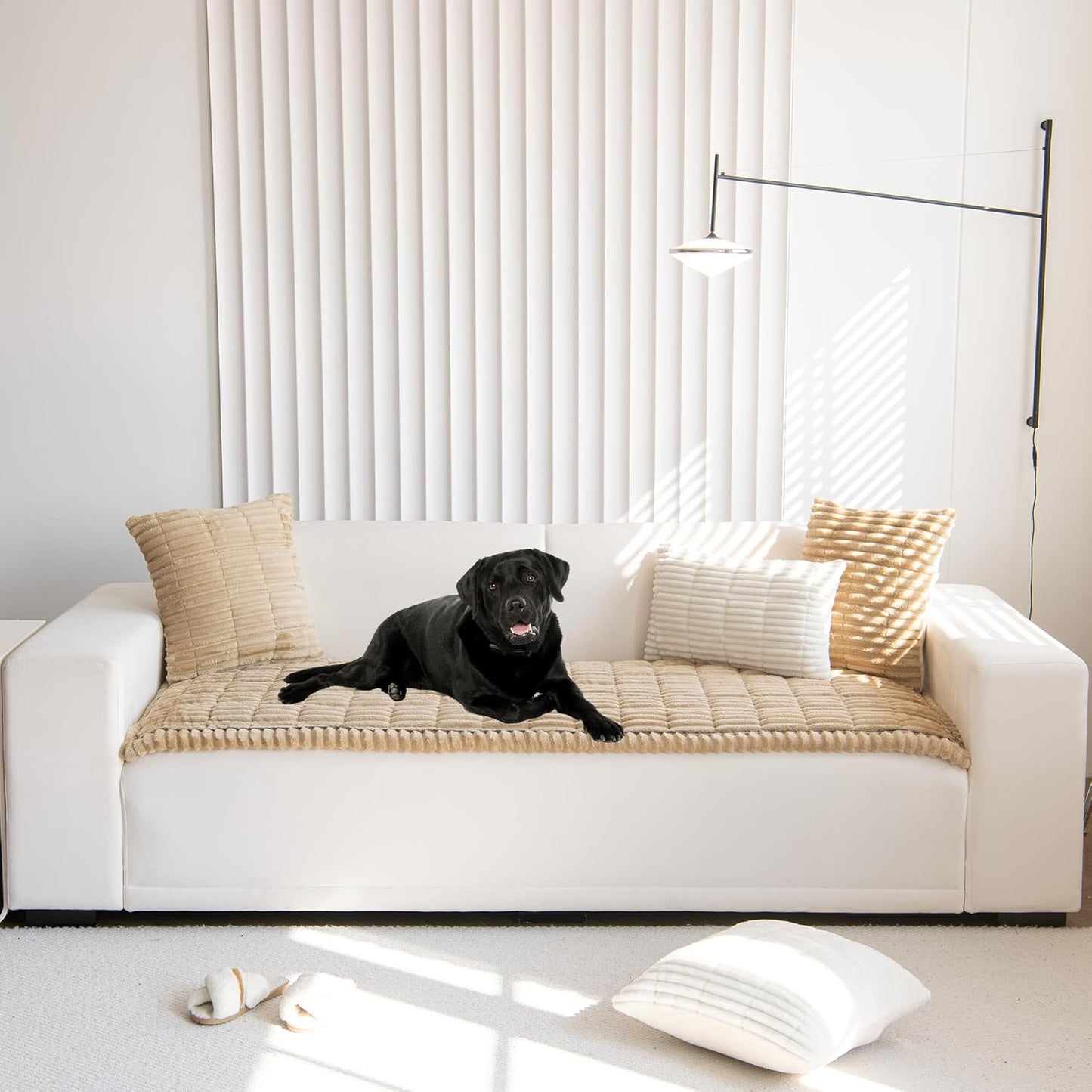 Mivnue Pet Couch Cover, Couch Covers for Dogs, Washable Dog Sofa Covers Couch Protector, Fuzzy Non Slip Couch Slipcover Pet Friendly (Brown, 27.6" x 59.1")