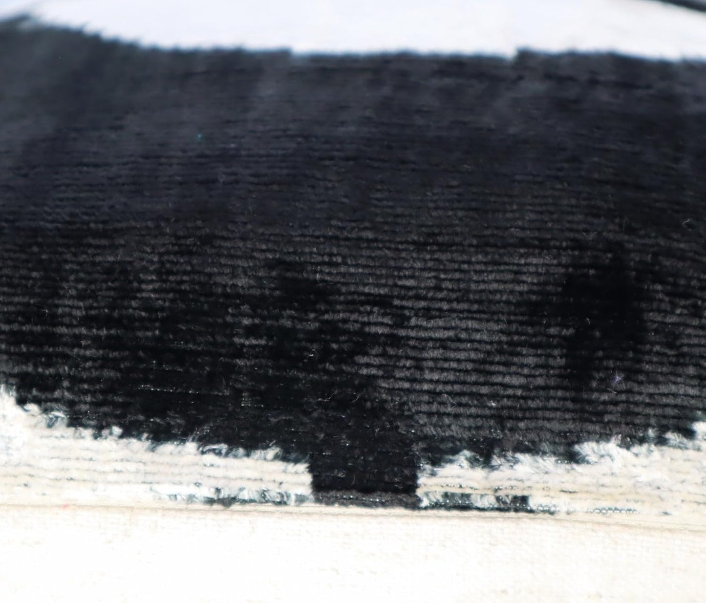 Luxury Black & White Abstract Velvet Throw Pillow - Handmade Decorative Cushion, 16x16 Inch, Down Feather Insert, Modern Minimalist Accent Pillow for Sofa, Couch & Bed