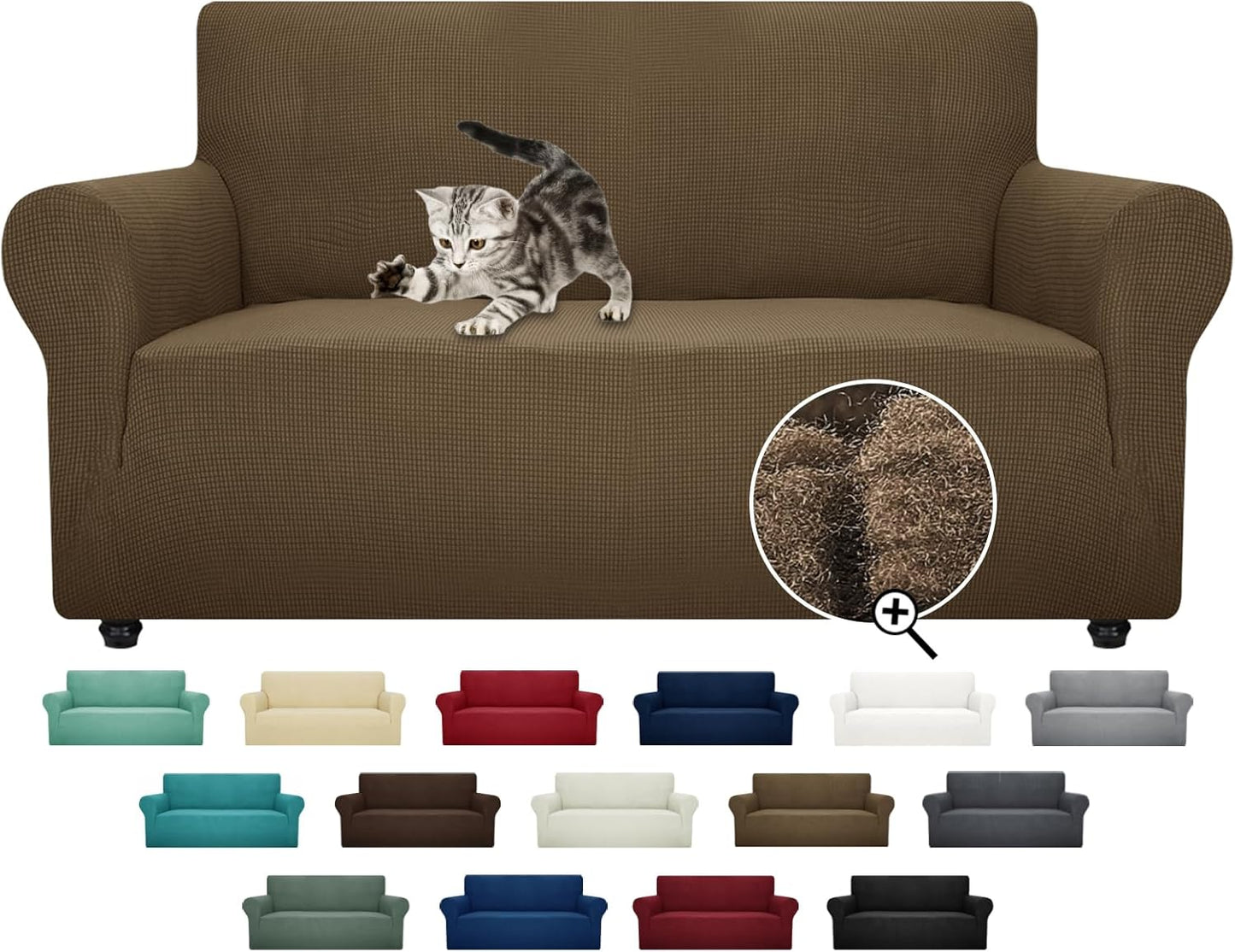 ZNSAYOTX Super Stretch Couch Cover (72"-92") Universal Sofa Covers with Elastic Bottom, Dog Cat Pets Friendly Washable Furniture Protector Fitted Sofa Slipcovers Stay in Place (Dark Grey, Sofa)