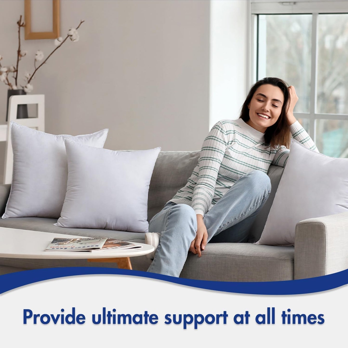 MIULEE 24x24 Pillow Inserts,Down Alternative Pack of 2 Euro Decorative Throw Pillows for Sofa Couch Bed, Ultra Soft Fluffy Bed Sleeping Form