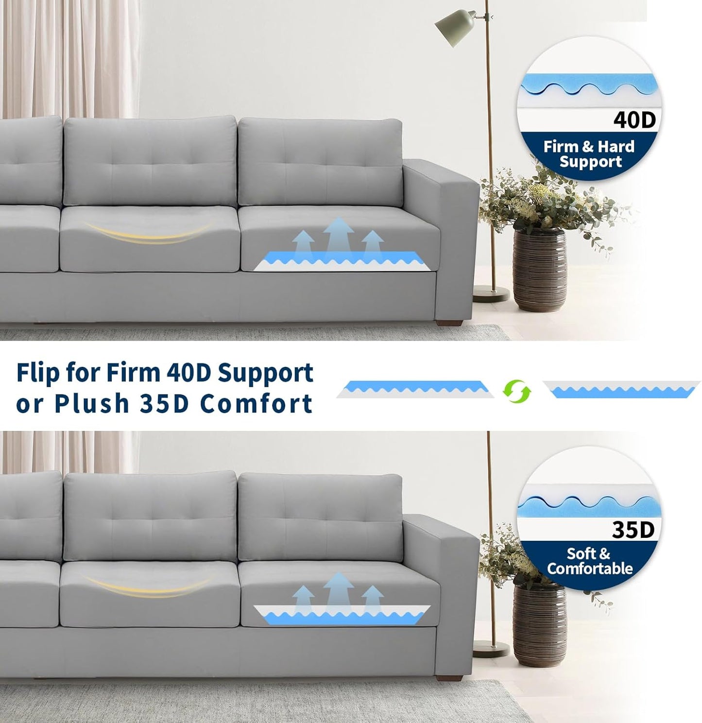 Upgraded Wave Double Layer Sofa Cushion, Couch Support for Sagging Cushions to Repair Sagging Seats, Lift Saggy Seats, Extend Couch's Life, Set of 3