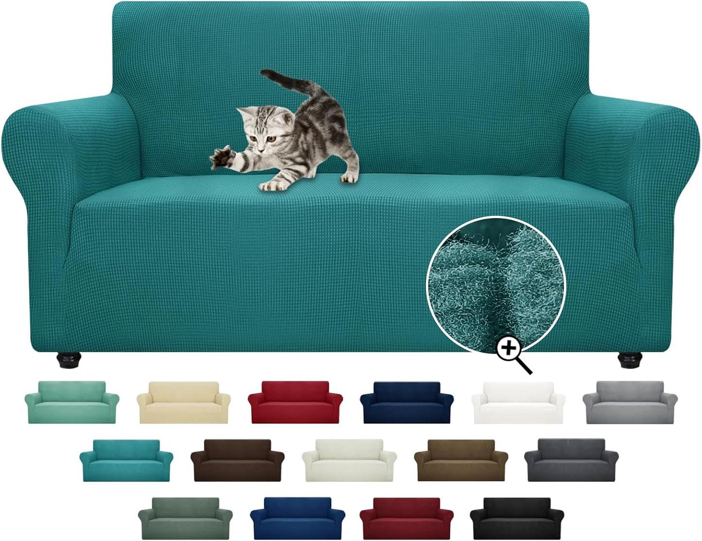 ZNSAYOTX Super Stretch Couch Cover (72"-92") Universal Sofa Covers with Elastic Bottom, Dog Cat Pets Friendly Washable Furniture Protector Fitted Sofa Slipcovers Stay in Place (Dark Grey, Sofa)