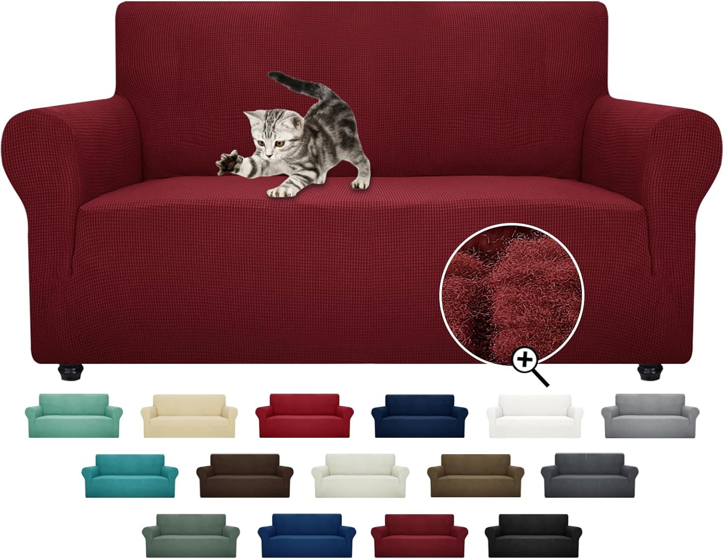 ZNSAYOTX Super Stretch Couch Cover (72"-92") Universal Sofa Covers with Elastic Bottom, Dog Cat Pets Friendly Washable Furniture Protector Fitted Sofa Slipcovers Stay in Place (Dark Grey, Sofa)