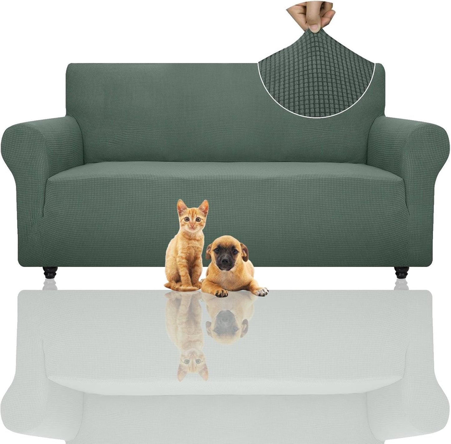ZNSAYOTX Super Stretch Couch Cover (72"-92") Universal Sofa Covers with Elastic Bottom, Dog Cat Pets Friendly Washable Furniture Protector Fitted Sofa Slipcovers Stay in Place (Dark Grey, Sofa)