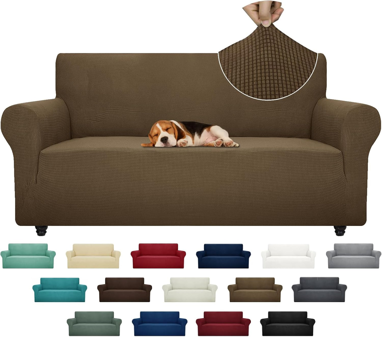 ZNSAYOTX Super Stretch Couch Cover (72"-92") Universal Sofa Covers with Elastic Bottom, Dog Cat Pets Friendly Washable Furniture Protector Fitted Sofa Slipcovers Stay in Place (Dark Grey, Sofa)