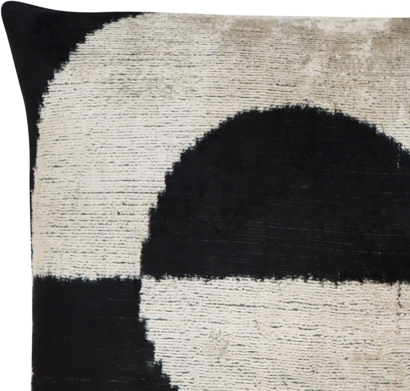 Luxury Black & White Abstract Velvet Throw Pillow - Handmade Decorative Cushion, 16x16 Inch, Down Feather Insert, Modern Minimalist Accent Pillow for Sofa, Couch & Bed