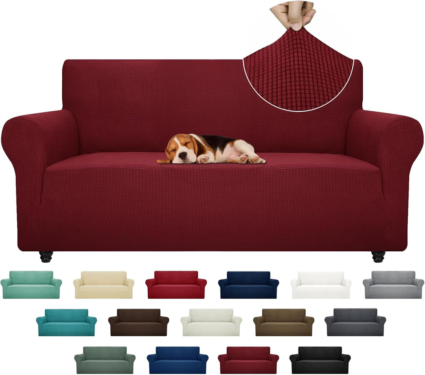 ZNSAYOTX Super Stretch Couch Cover (72"-92") Universal Sofa Covers with Elastic Bottom, Dog Cat Pets Friendly Washable Furniture Protector Fitted Sofa Slipcovers Stay in Place (Dark Grey, Sofa)