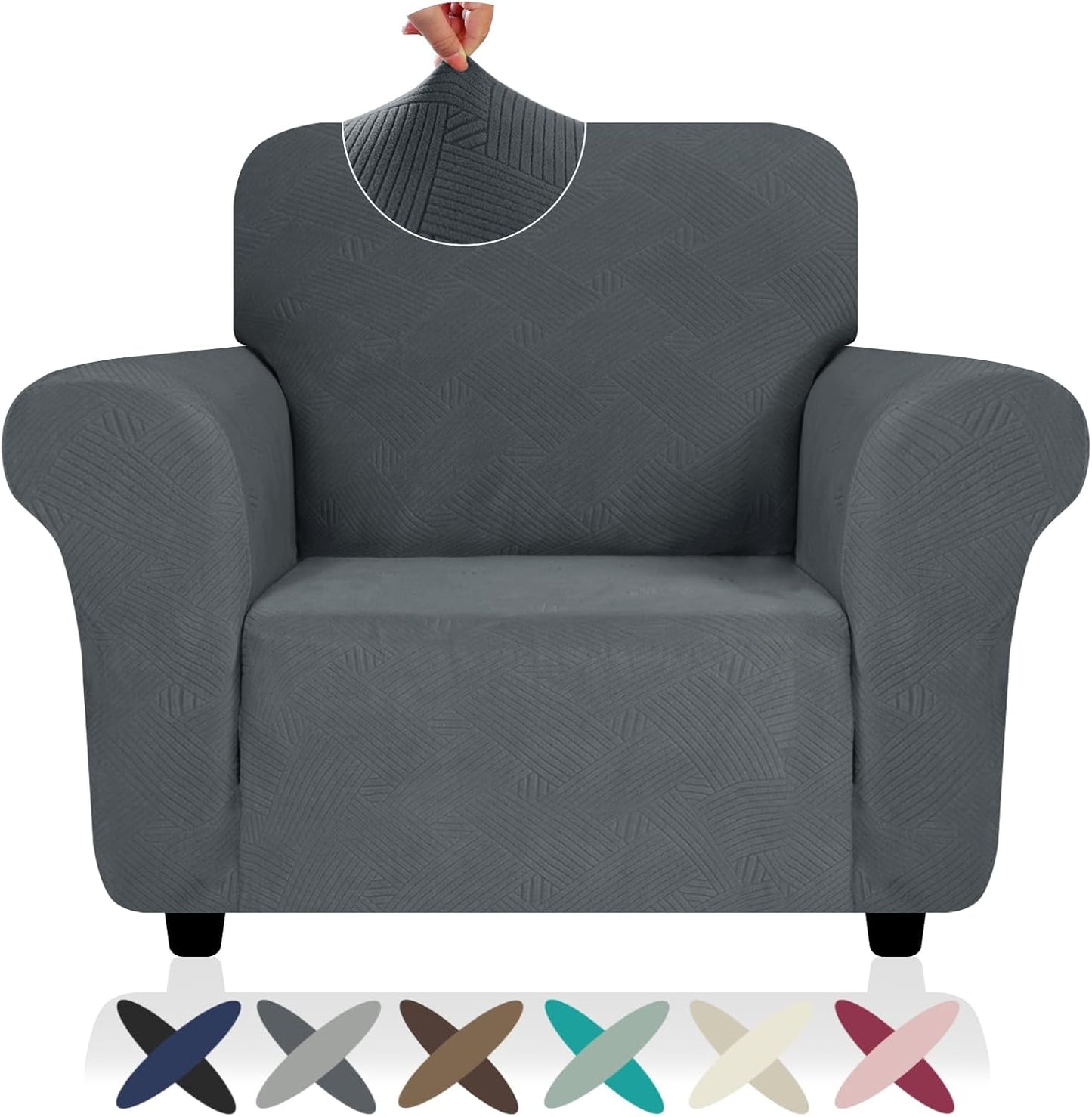 ZNSAYOTX Super Stretch Couch Cover (72"-92") Universal Sofa Covers with Elastic Bottom, Dog Cat Pets Friendly Washable Furniture Protector Fitted Sofa Slipcovers Stay in Place (Dark Grey, Sofa)