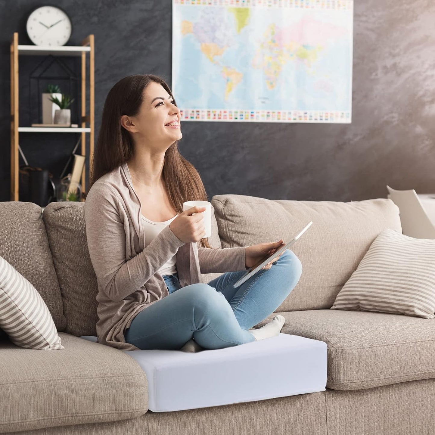 HOMBYS Couch Cushion Replacement Wrapped with Polyester Batting, High Density Couch Cushions Inserts with Dacron Fiber Layer,Upholstery Cushion Padding with Removable Cover,6 inch Thick,24"x24",1 Pcs