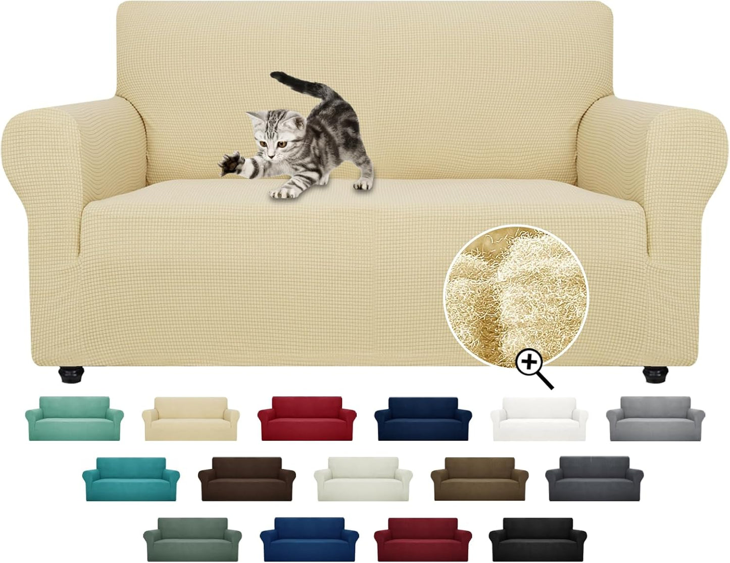 ZNSAYOTX Super Stretch Couch Cover (72"-92") Universal Sofa Covers with Elastic Bottom, Dog Cat Pets Friendly Washable Furniture Protector Fitted Sofa Slipcovers Stay in Place (Dark Grey, Sofa)