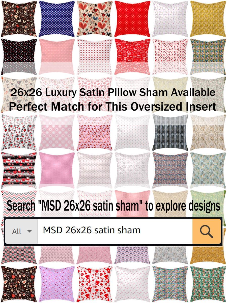MSD 3 Pack Pillow Insert 26x26 Hypoallergenic Square Form Sham Stuffer Standard White Polyester Decorative Euro Throw Pillow Inserts for Sofa Bed - Made in USA (Set of 3) - Machine Washable and Dry