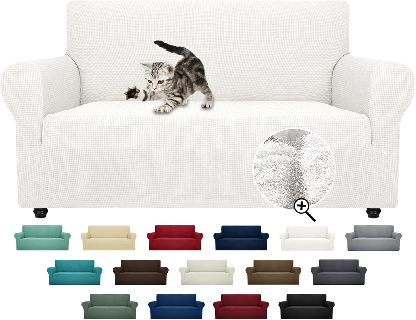 ZNSAYOTX Super Stretch Couch Cover (72"-92") Universal Sofa Covers with Elastic Bottom, Dog Cat Pets Friendly Washable Furniture Protector Fitted Sofa Slipcovers Stay in Place (Dark Grey, Sofa)