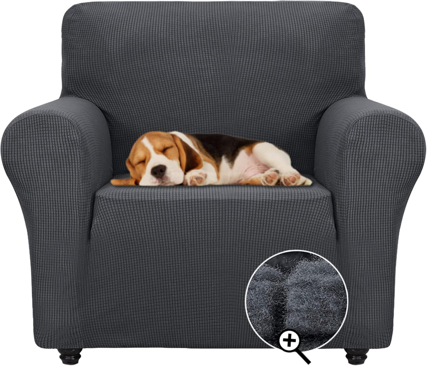 ZNSAYOTX Super Stretch Couch Cover (72"-92") Universal Sofa Covers with Elastic Bottom, Dog Cat Pets Friendly Washable Furniture Protector Fitted Sofa Slipcovers Stay in Place (Dark Grey, Sofa)