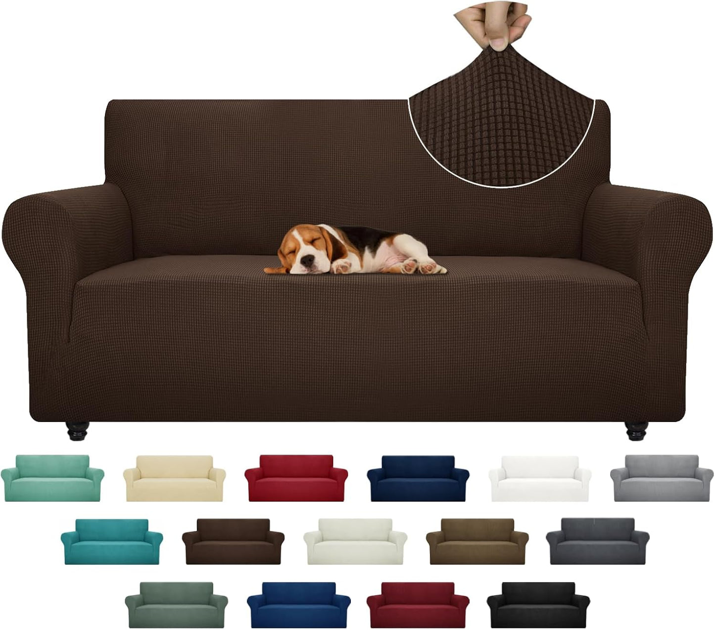 ZNSAYOTX Super Stretch Couch Cover (72"-92") Universal Sofa Covers with Elastic Bottom, Dog Cat Pets Friendly Washable Furniture Protector Fitted Sofa Slipcovers Stay in Place (Dark Grey, Sofa)