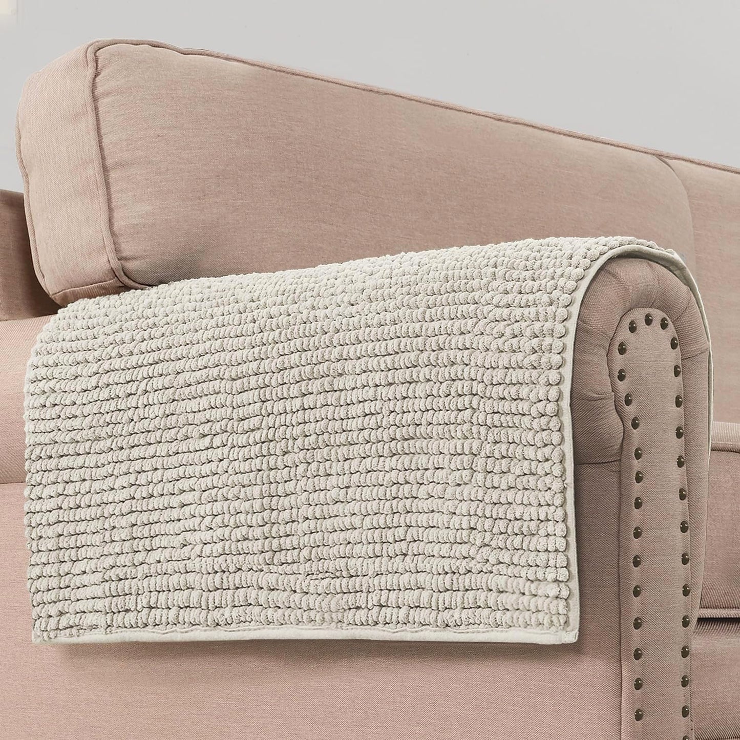 H.VERSAILTEX Plush Chenille Dog Bed Cover Thick Soft Sofa Cover for 3 Cushion Couch Anti Slip Couch Cover Furniture Protector for Dog, Pet, Cat (35" x 74", Ivory)