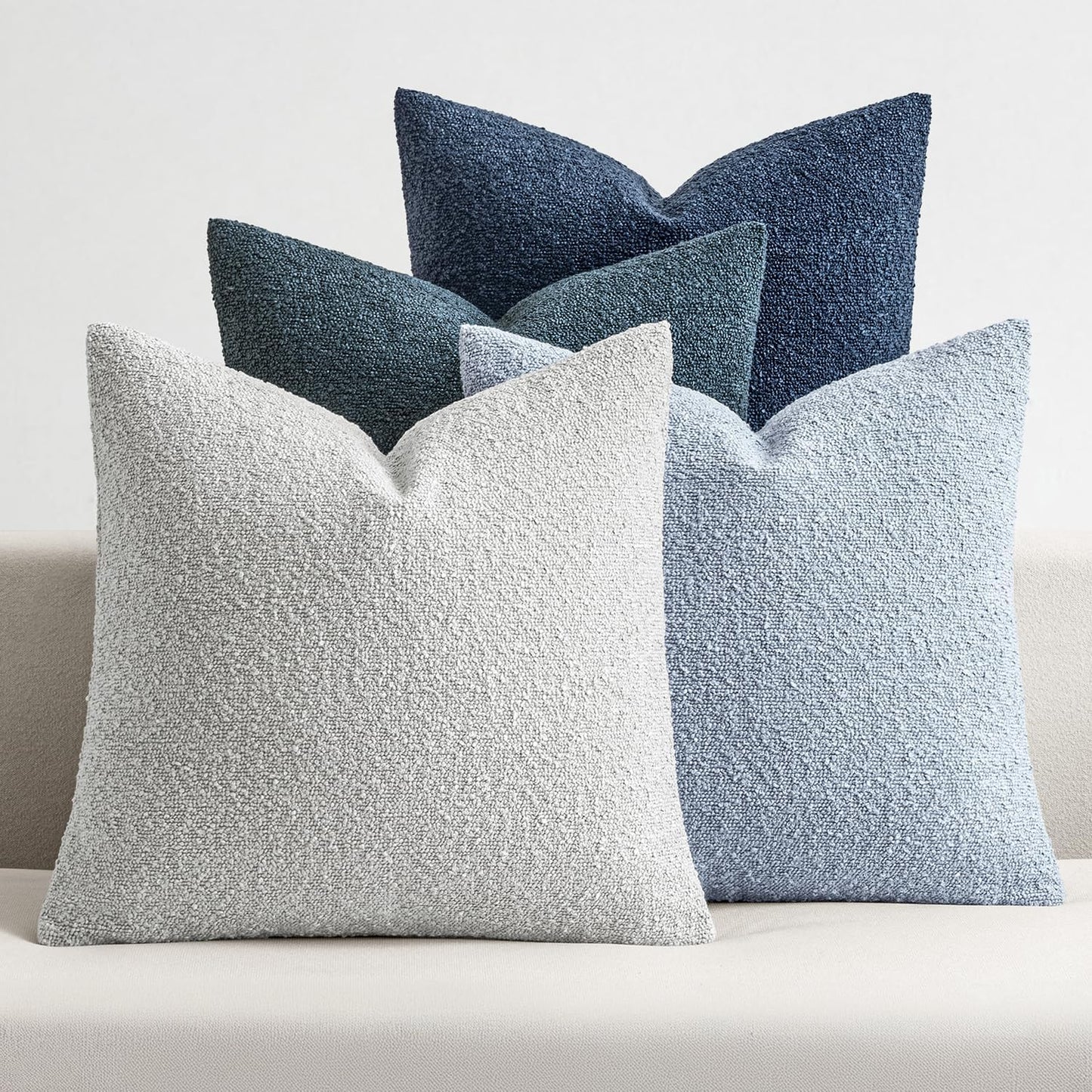 MIULEE Pack of 4 Decorative Textured Boucle Throw Pillow Covers 18x18 Inch Neutral Accent Solid Pillow Cases Soft Couch Cushion Covers for Modern Farmhouse Boho Chair Sofa Bed Livingroom Home Decor