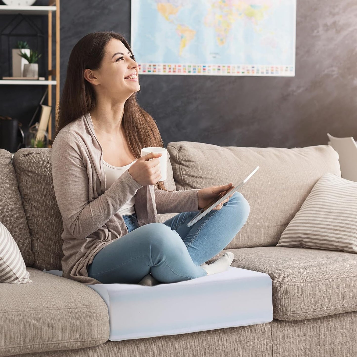 HOMBYS Memory Foam Couch Cushion Replacement, High Density Upholstery Foam Wrapped with Memory Foam & Polyester Batting, Sofa Cushions Inserts with Dacron Fiber Layer,with Removable Cover,6"x24"x27"