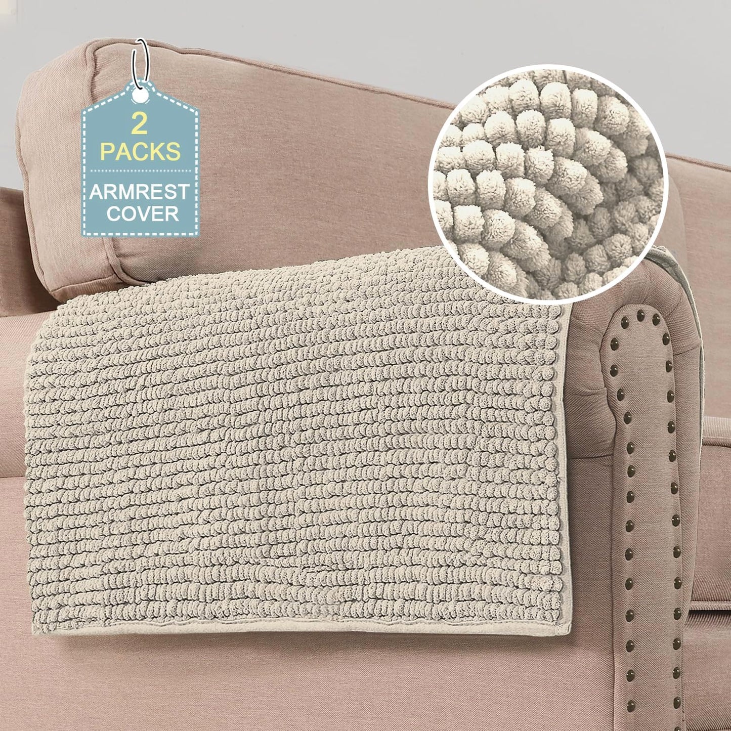 H.VERSAILTEX Plush Chenille Dog Bed Cover Thick Soft Sofa Cover for 3 Cushion Couch Anti Slip Couch Cover Furniture Protector for Dog, Pet, Cat (35" x 74", Ivory)