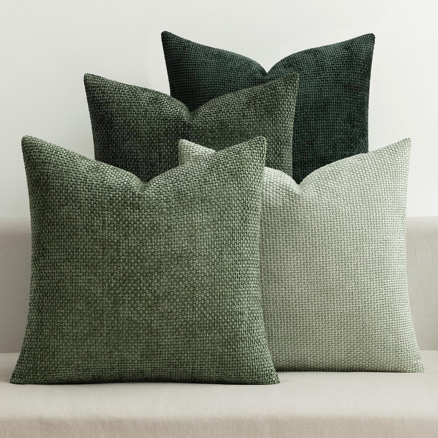 MIULEE Pack of 4 Couch Throw Pillow Covers 20x20 Inch Khaki Soft Decorative Chenille Pillow Covers Farmhouse Accent Cushion Covers for Boho Home Decor Sofa Bedroom Living Room