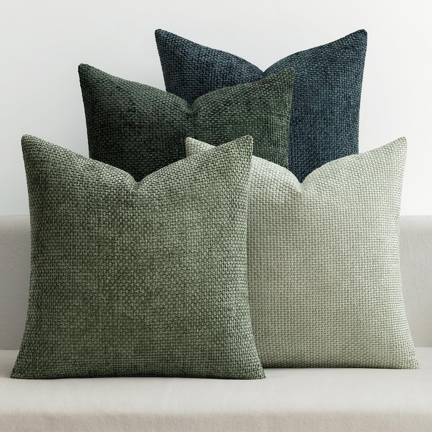 MIULEE Pack of 4 Couch Throw Pillow Covers 20x20 Inch Khaki Soft Decorative Chenille Pillow Covers Farmhouse Accent Cushion Covers for Boho Home Decor Sofa Bedroom Living Room