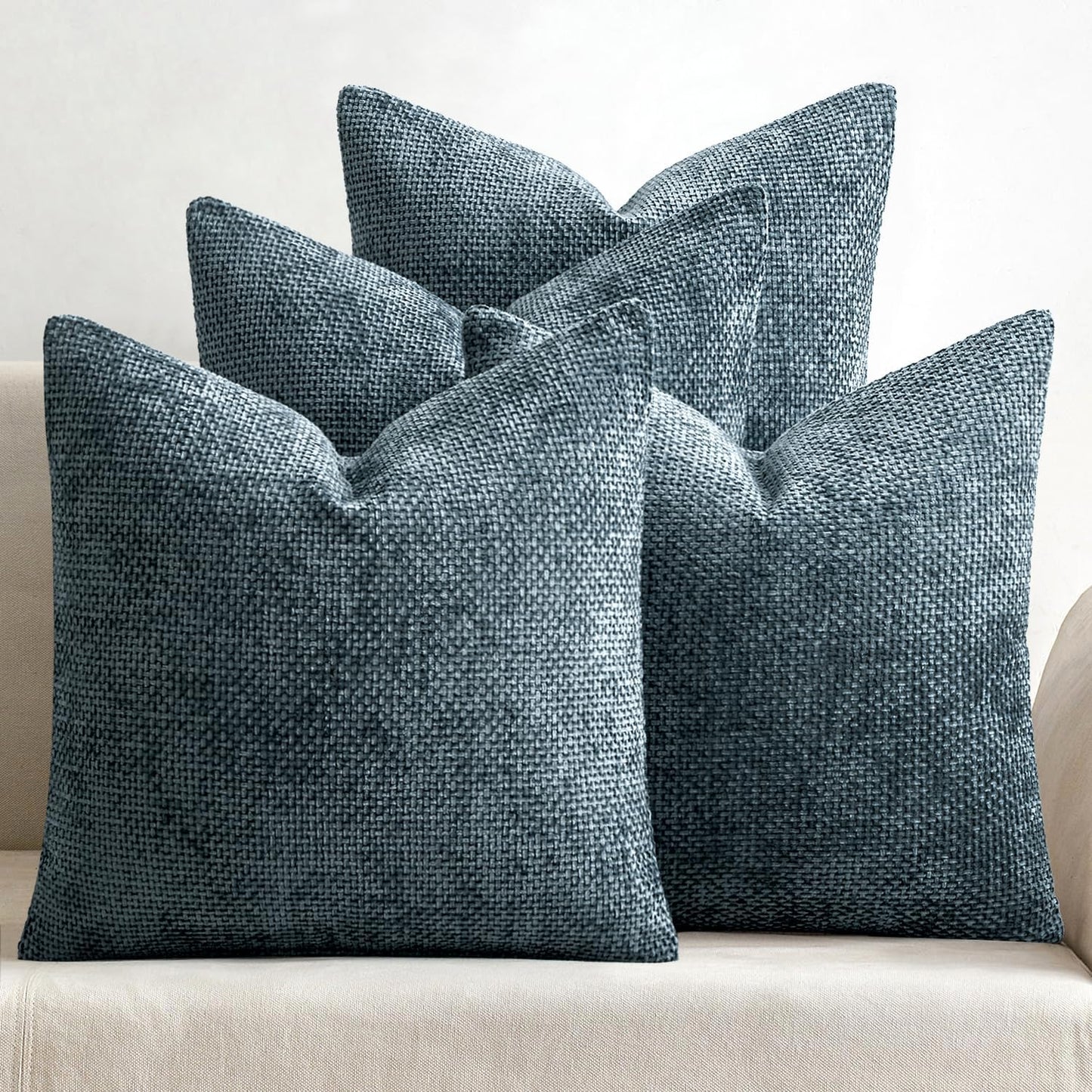 MIULEE Pack of 4 Couch Throw Pillow Covers 20x20 Inch Khaki Soft Decorative Chenille Pillow Covers Farmhouse Accent Cushion Covers for Boho Home Decor Sofa Bedroom Living Room