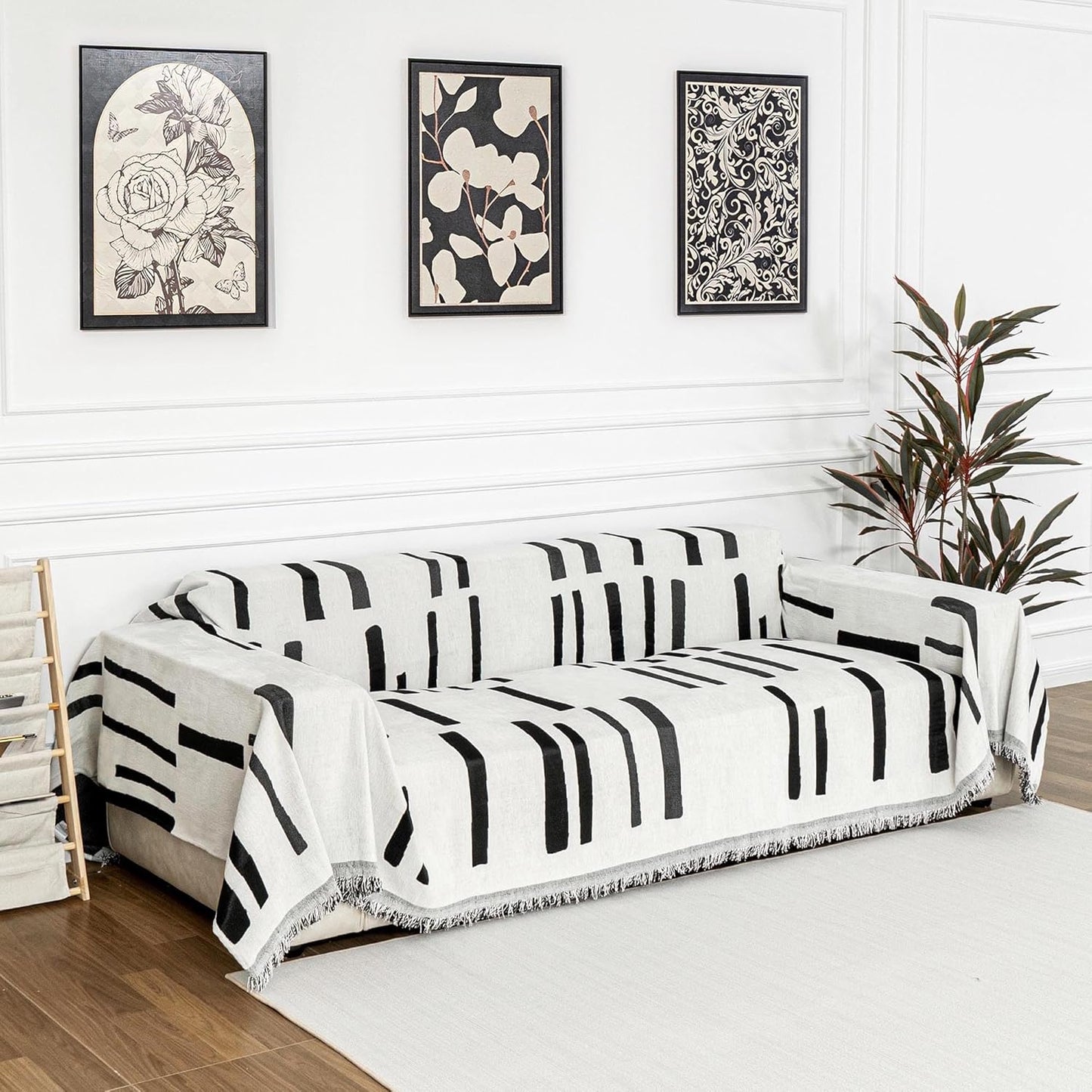 MYSKY HOME Couch Cover for Pets, Beige Couch Covers for 2 Cushion Couch Sofa, Sofa Slipcover Sectional L Shape Chenille Covers for Pets, Throw Couch for Dogs, Kids,71" X118"