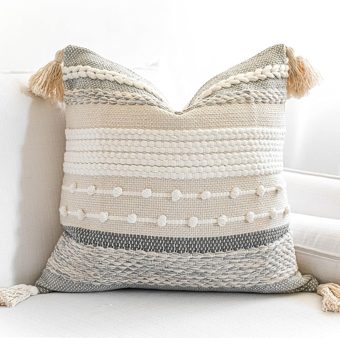Coastal Blue Decorative Lumbar Pillow Cover 14x36 Boho Long Body Pillow for Bed Farmhouse Lumbar Throw Pillow for Couch Modern Accent Textured Throw Pillowcase