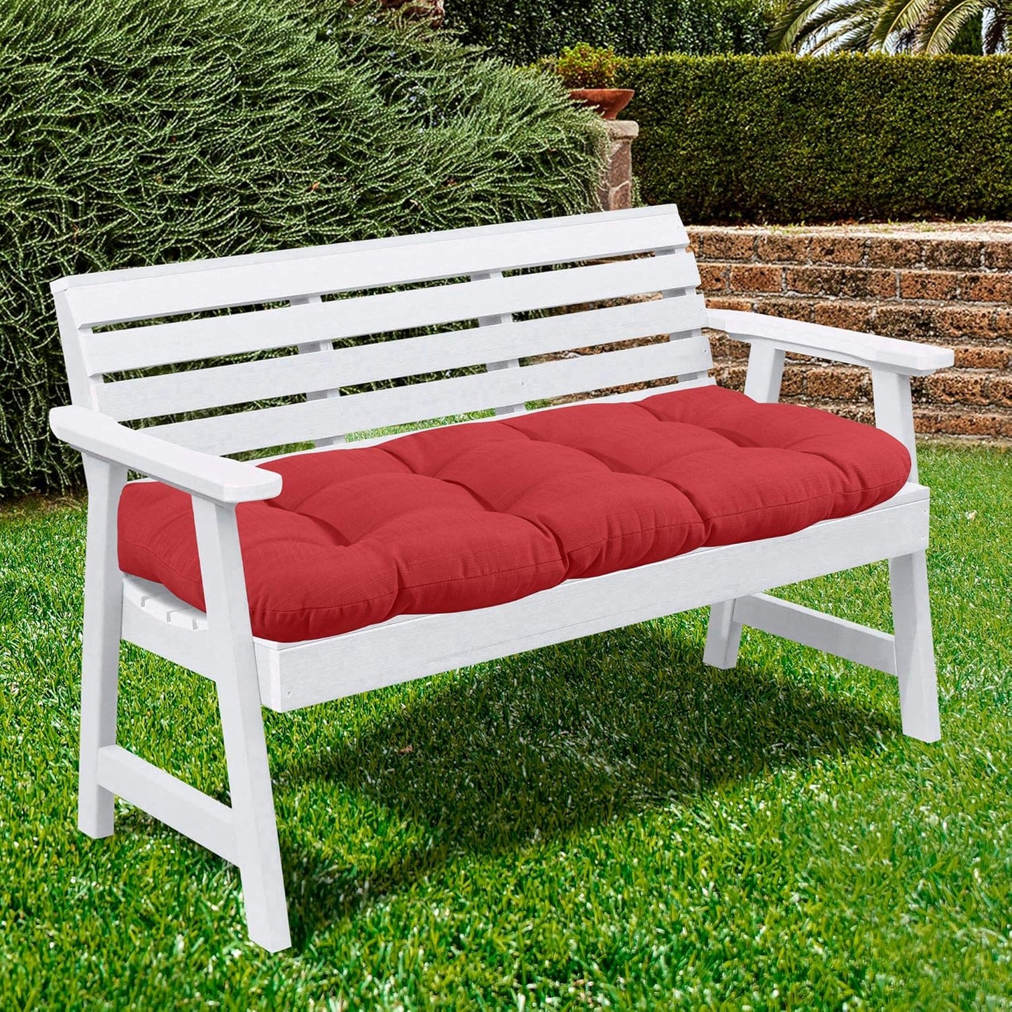 Sweet Home Collection Patio Chair Cushions Outdoor Loveseat Lounge Seat Pads Premium Comfortable Thick Fiber Fill Tufted 44" x 19", 1 Count (Pack of 1), Cream